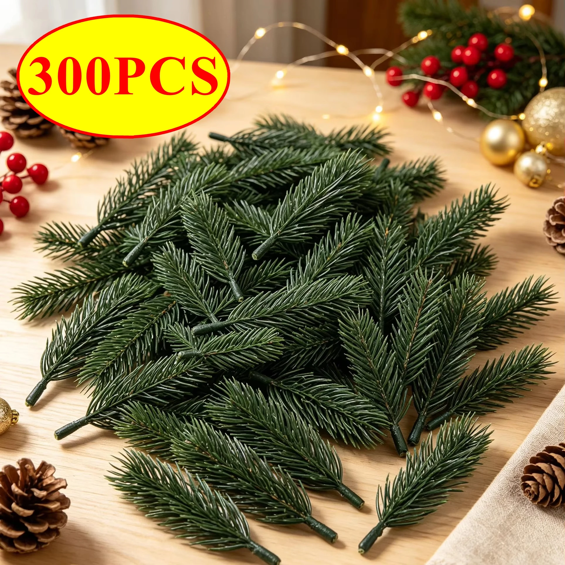 150/300pcs Artificial Plants Plastic Pine Snowflake Christmas Accessory Outdoor Wedding Home Table Vase Scrapbook DIY Decoration
