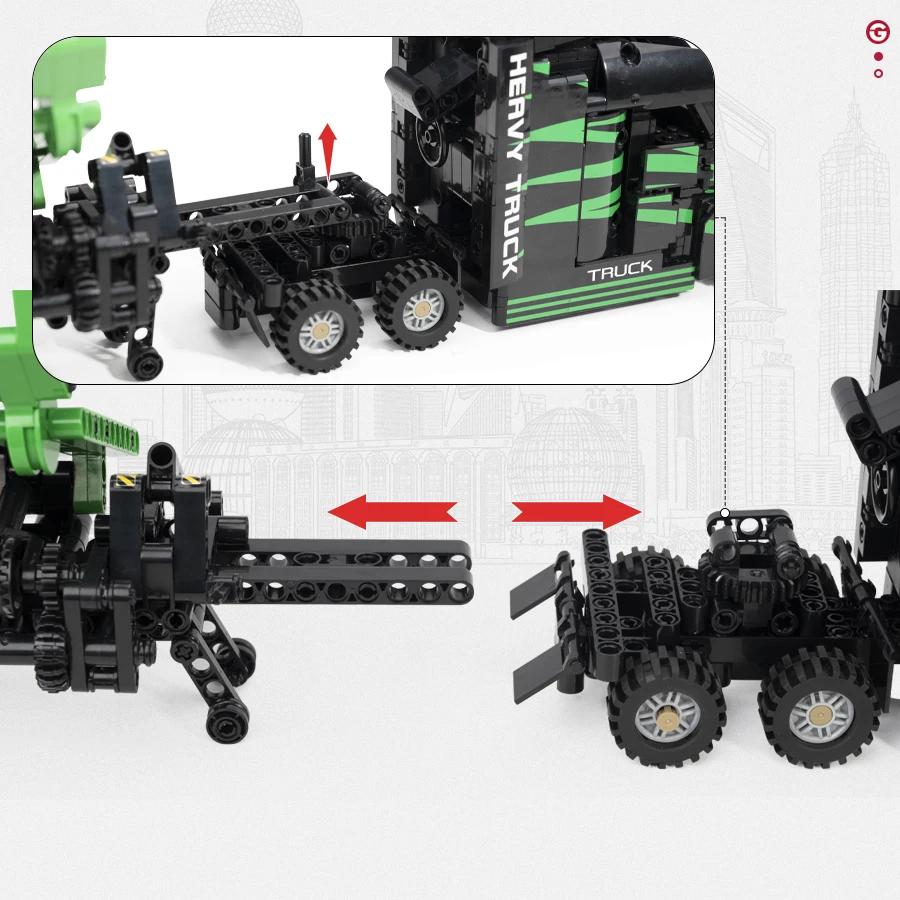 1202 قطعة شاحنة الهندسة التقنية للمدينة اللبنات Markesd حاوية نموذج مركبة MOC تجميع الطوب هدية لعبة أطفال #2