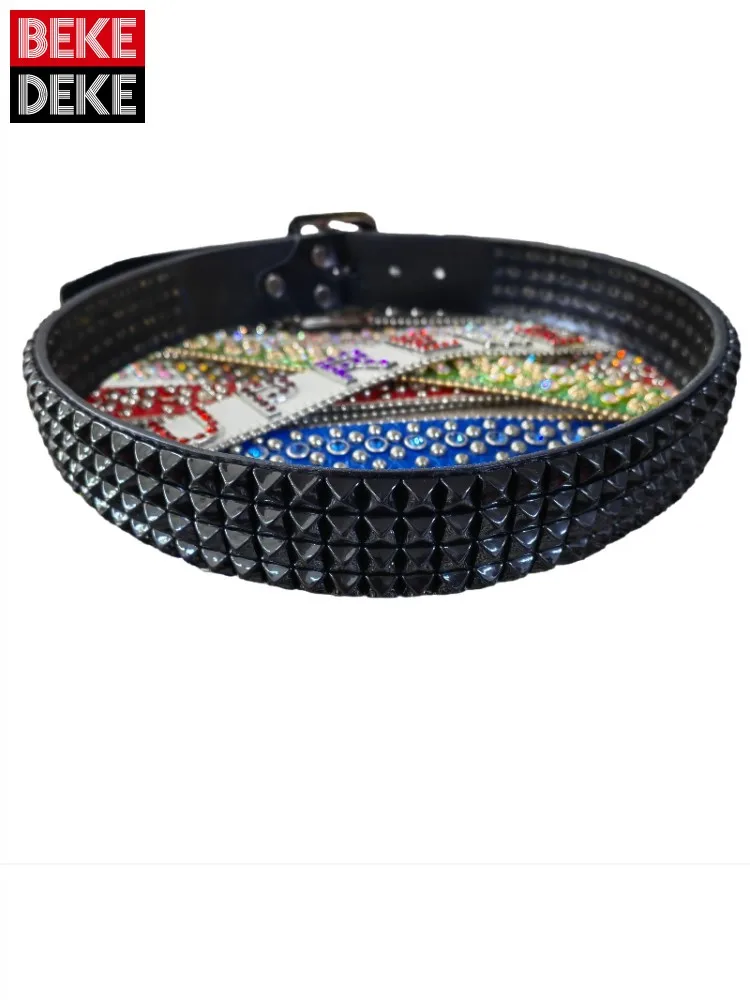 Punk Style Mens Width 4.5cm Cowhide Genuine Leather Belt Rivets Studded Stage Show Strap For Pants Pin Buckle Fashion Waistband