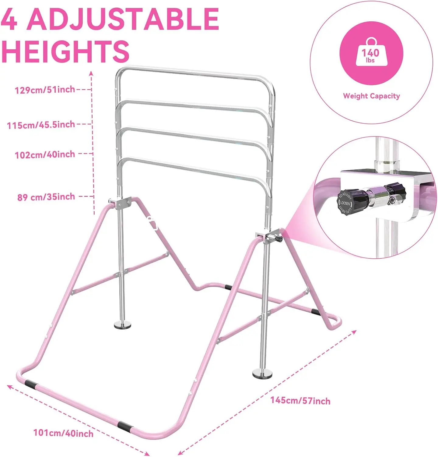 

Height Adjustable Horizontal Gymnastics Bar Foldable Indoor/Outdoor Gym Equipment Rings Practicing Bar Kids' Home Gym