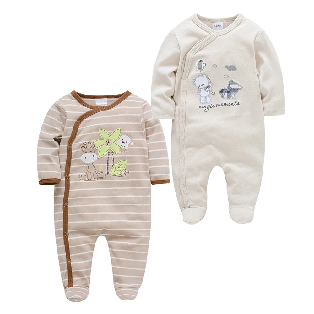 Kavkas Baby Boy Clothes 2 Pcs/lot Cool Boys Print 0-12 Months Autumn Full Sleeve O-Neck Cotton Newborn Romper
