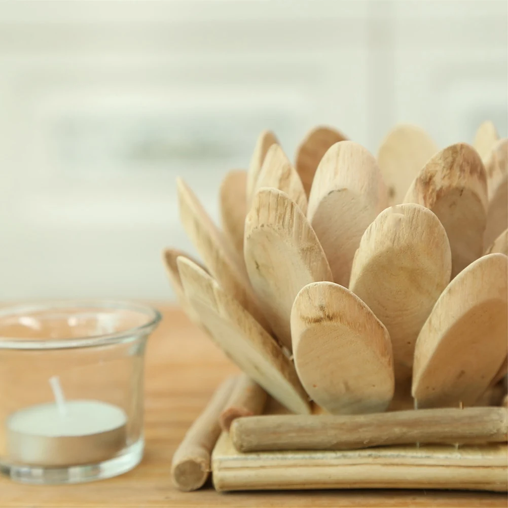 

Wood Lotus Holder Handmade Creative Decorative Piece for Wedding Home Bedroom Natural Wood