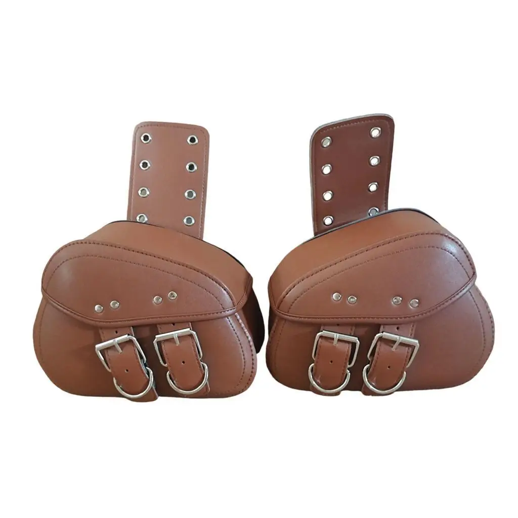 Sac de selle de moto en cuir marron résistant aux rayures, pochette à deux côtés