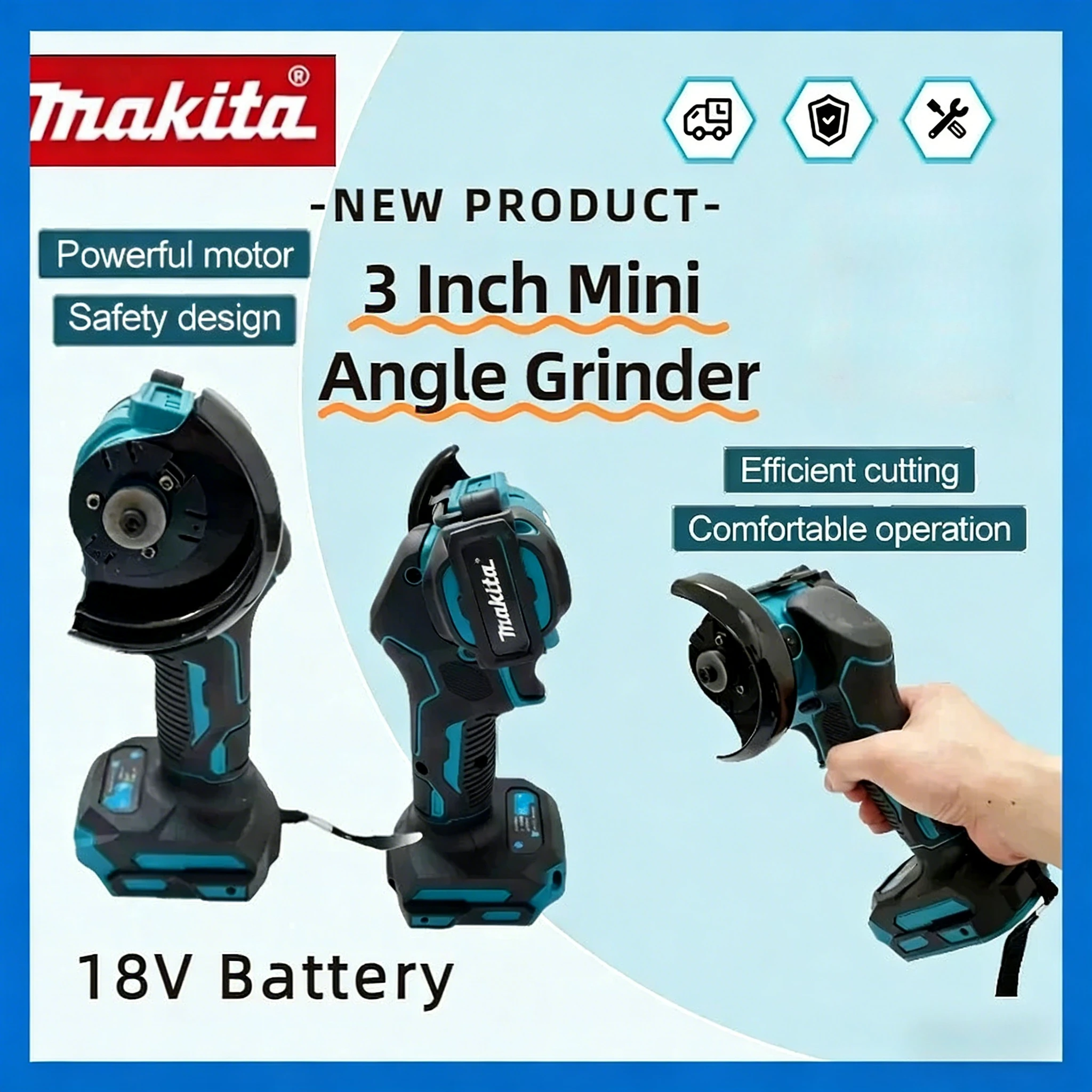 

Мини-угловая шлифовальная машина Makita 3 дюйма, беспроводная электрическая отрезная пила, электроинструмент для аккумулятора Makita 18В