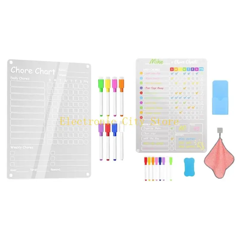 냉장고 알림 일일 계획 HU8D 용 명확한 아크릴 자기 집안 차트 보드