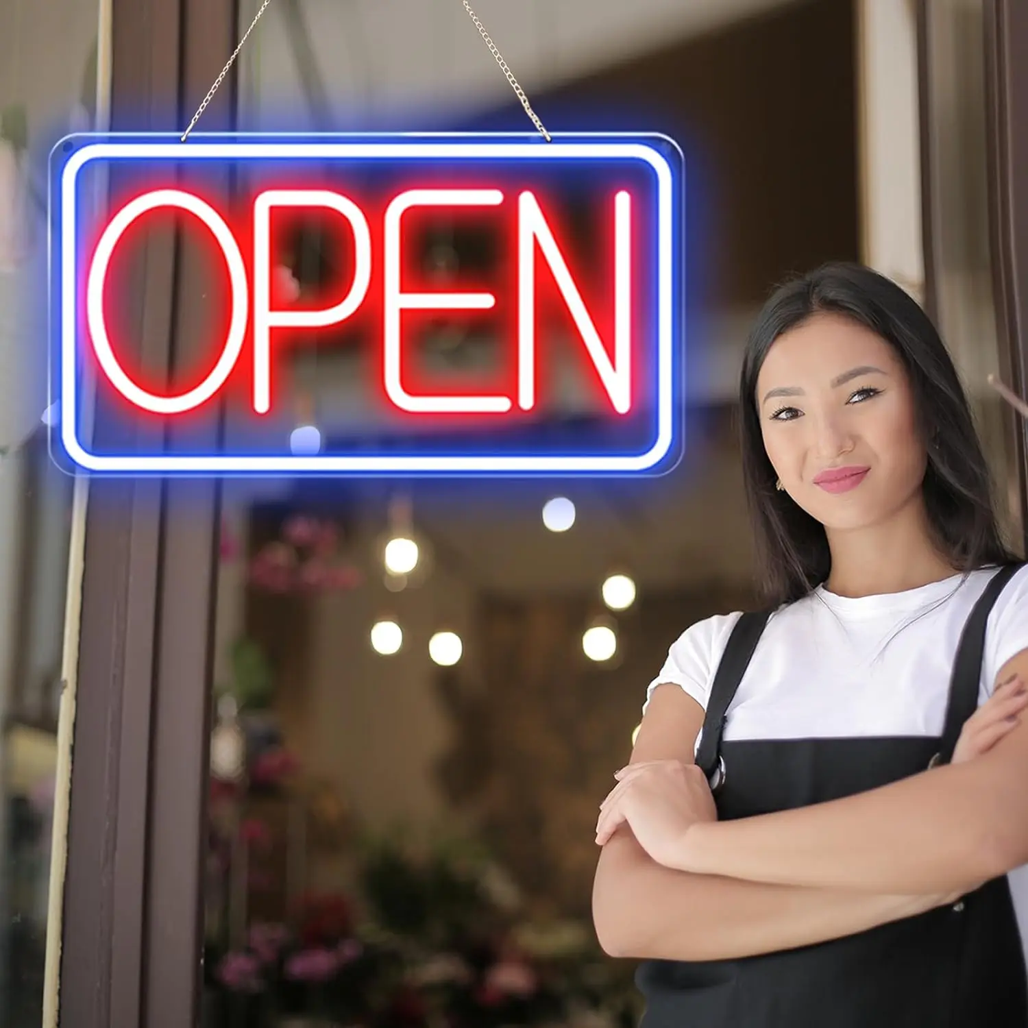 

Светодиодные неоновые открытые вывески для бизнеса, открытые вывески 16,5 x 9 дюймов, питание от USB с переключателем ВКЛ/ВЫКЛ, регулируемый яркий светодиодный неоновый знак открытия