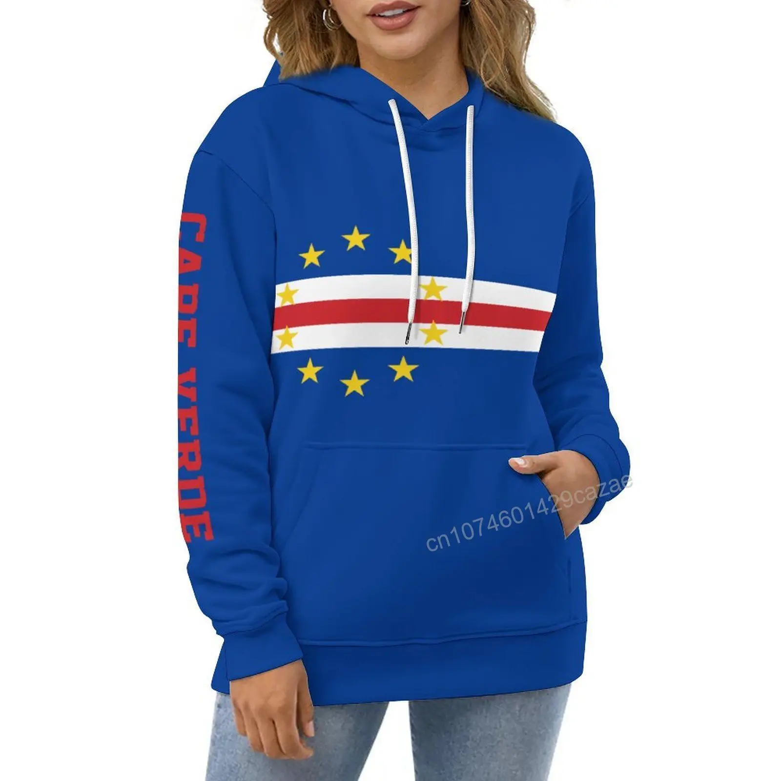 كيب فيردي علم الدولة ثلاثية الأبعاد هوديي البوليستر كول الرجال النساء Harajuku البلوز للجنسين بلوزة كاجوال هوديس