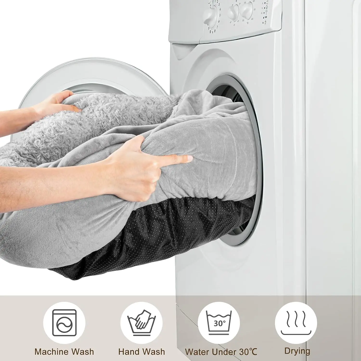 Cozy Donut Pet Bed for Small to Medium Dogs and Cats, Anti-Slip Machine Washable with Attached Blanket