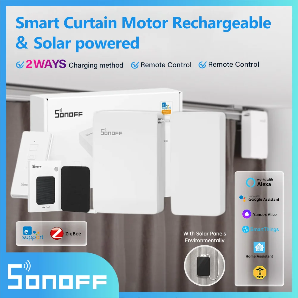 

SONOFF Curtain Motor Zigbee Zbcurtain Solar Panel Optional Work With Voice/App Alexa Google Smarttings Home Assistant MQTT