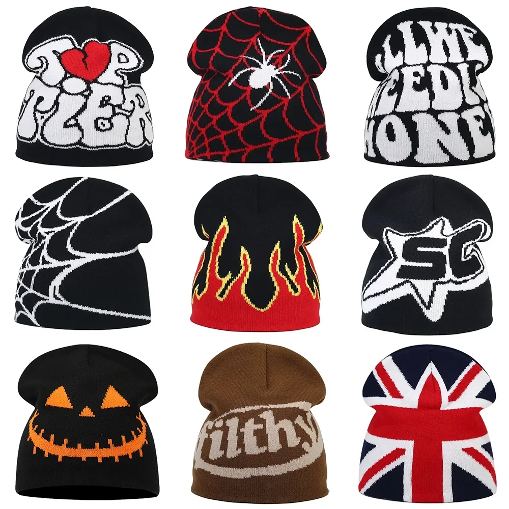 2024 Y2K Letter Knitted Winter Autumn Beanie Cap Men Women Kanye Beanies Gorras Hombre Top Keep Warm Hat Ear Hats Wool Hip Hop