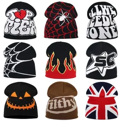 Gorro tejido con letras Y2K para Hombre y mujer, gorros Kanye, gorros para Hombre, Top para mantener el calor, gorros para las orejas, lana, Hip Hop, 2024