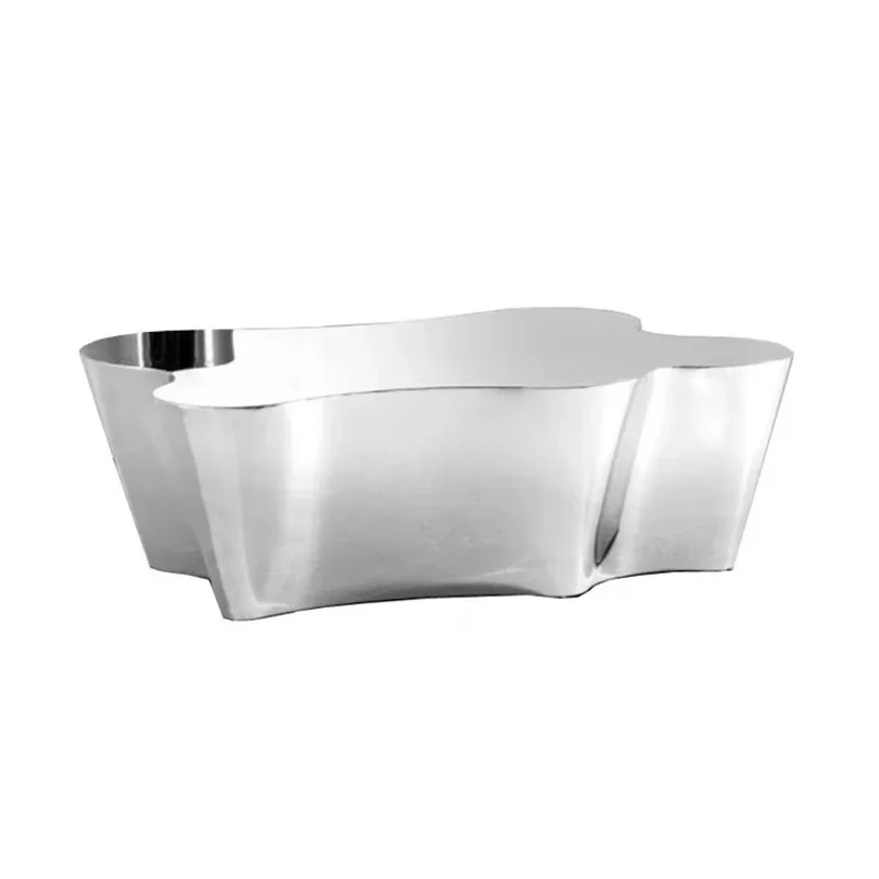

Light luxury coffee table Italian stainless steel designer cloud coffee table villa model room hotel homestay living room