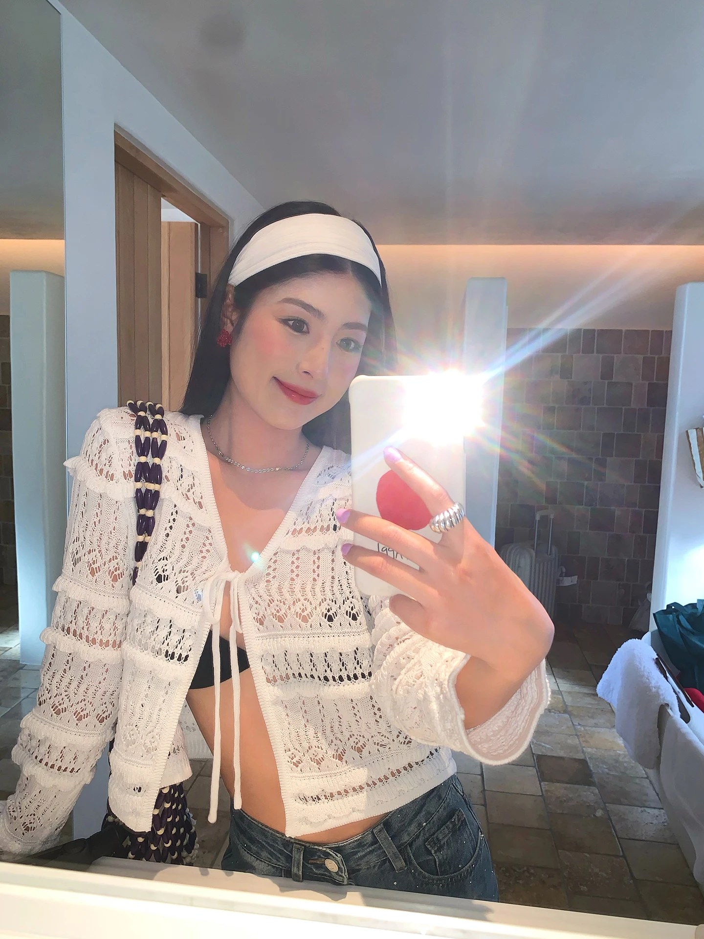 

White Knitted Sweater Women's Hollow out Design Spring New Style Casual Fit Soft Acrylic Long Sleeve V-Neck Breathable Ladies...