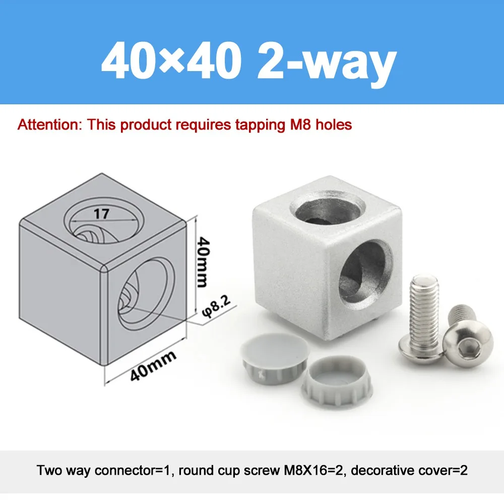 1Pcs 2020 3030 4040 4545 Aluminum Cube Corner Connector Silver Cube Design Aluminum Profile Fastener Profile Joint Aluminum