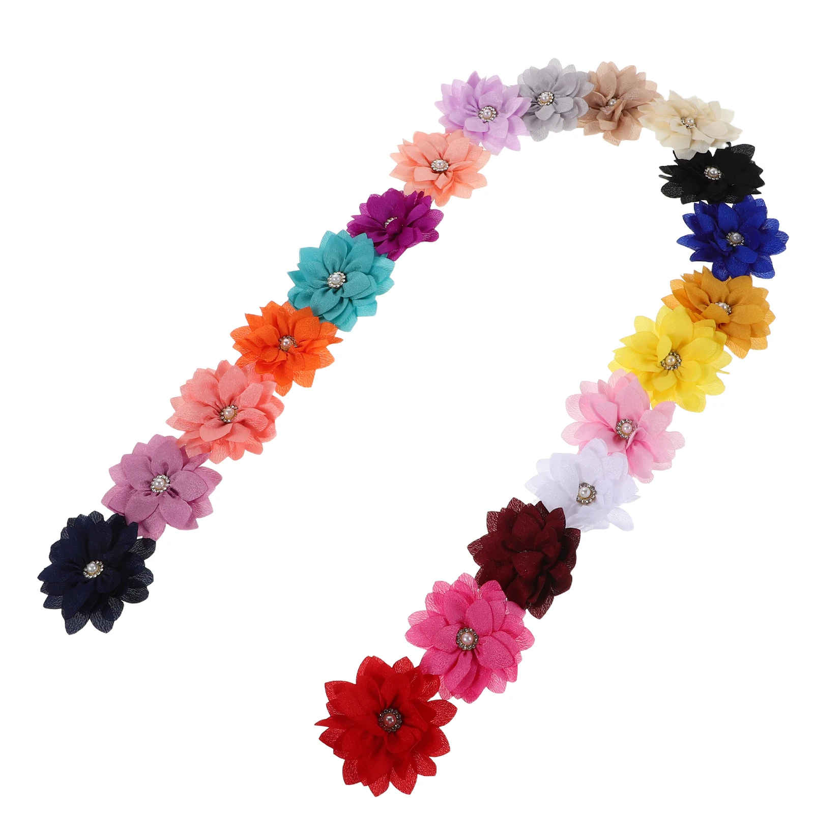 

20Pcs Pet Collar Flowers Multi-Color Cloth Rhinestone Decorative Flower Charms for Dog Cat Puppy Grooming Accessories Fashion