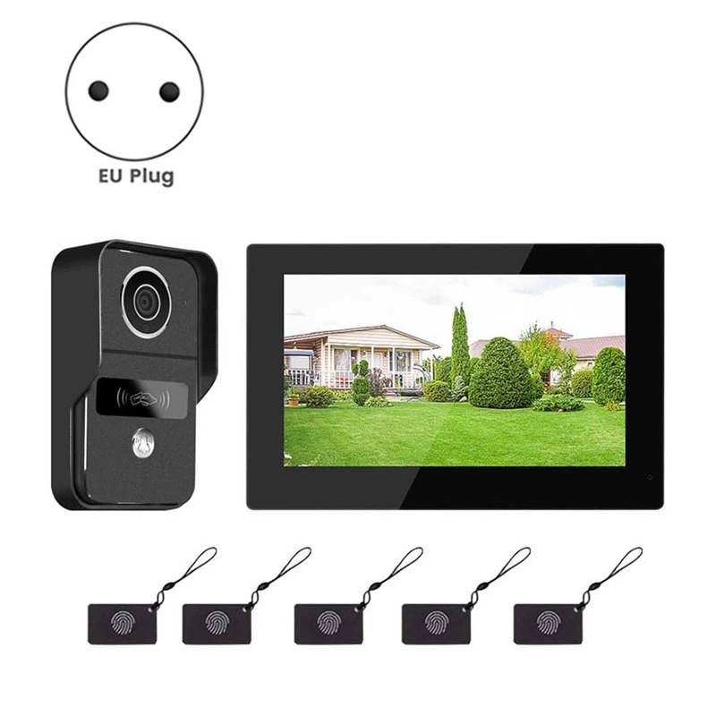 7 인치 1080P Wifi 2 선 인터콤 도어 벨 Withtuya 스마트 라이프 App 터치 모니터 Forhome Security EU 플러그