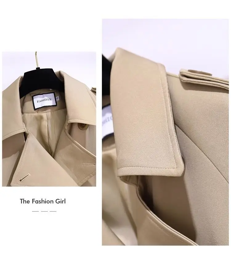 Women's Windbreaker 2026 Spring Autumn New Slim Double-breasted Temperament Coat With Belt Female Mid Length Casual Trench Coat