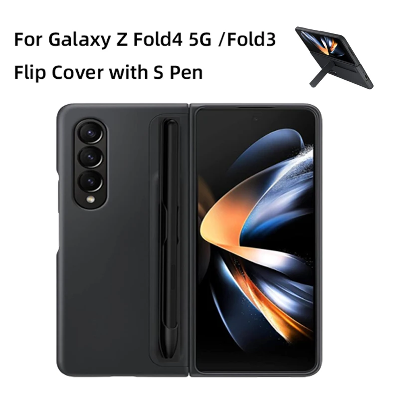 

With S Pen Phone Case For Samsung Galaxy Z Fold 5 4 3W2223 5G Movable Module Design Bracket Pen Slot Fold4 Fold5 Protective Case