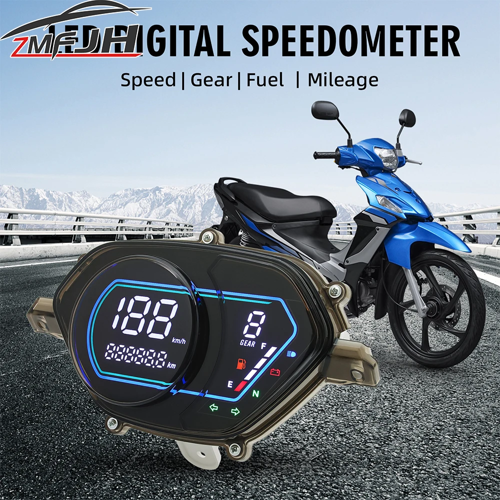 Digital Speedometer Motor Gauge Mileage Fuel Level Meter Gear Voltmeter Speed Meter With Turn Signal Light For SUZUKI SMASH 115