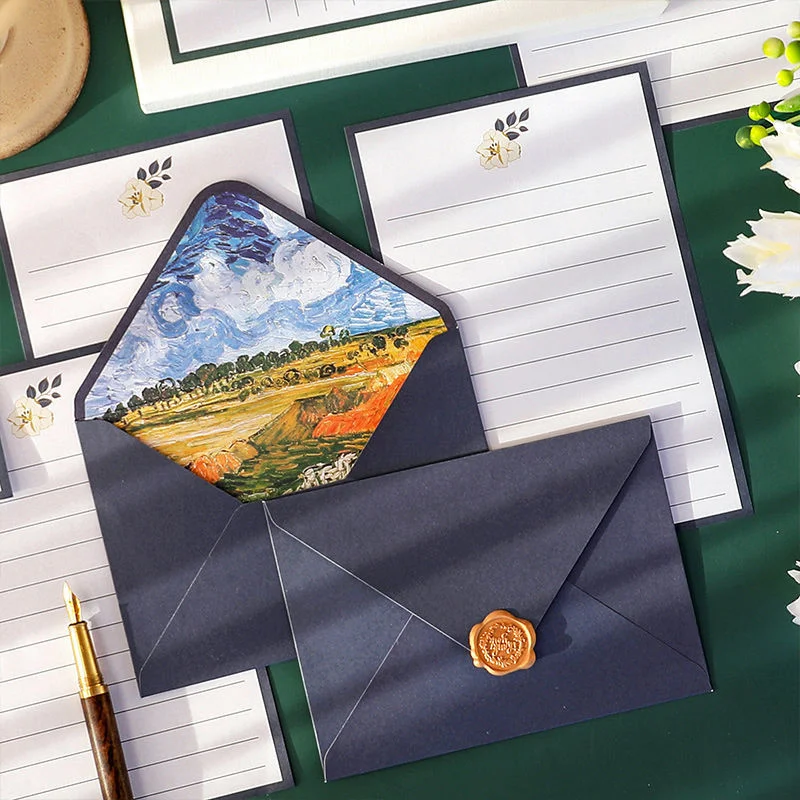 6pcs/set Exquisite Vintage Envelopes Classic Van Gogh Oil Painting and Plant Artistic Envelopes for Letters Wedding Invitation