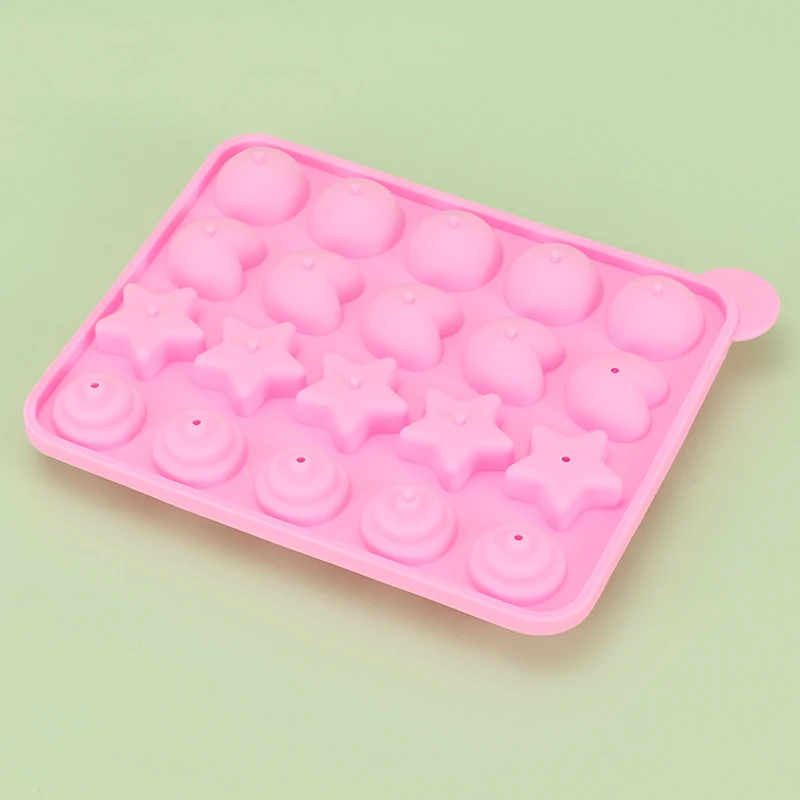 20 Holes Silicone Lollipop Mould DIY Lollipop Chocolate Cookie Candy Maker Ice Tray Mold Cake Accessories Decorating Tools