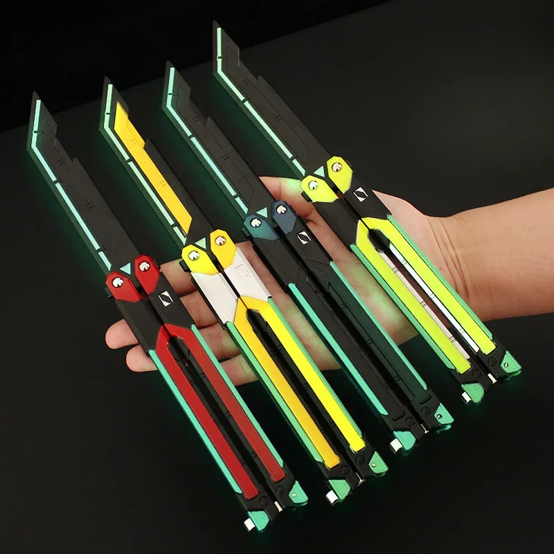 1pc 9.8Inch Fearless Contract Practice Props Large RGX Luminous Graphics Butterfly Knife Valorant Peripheral Metal Model