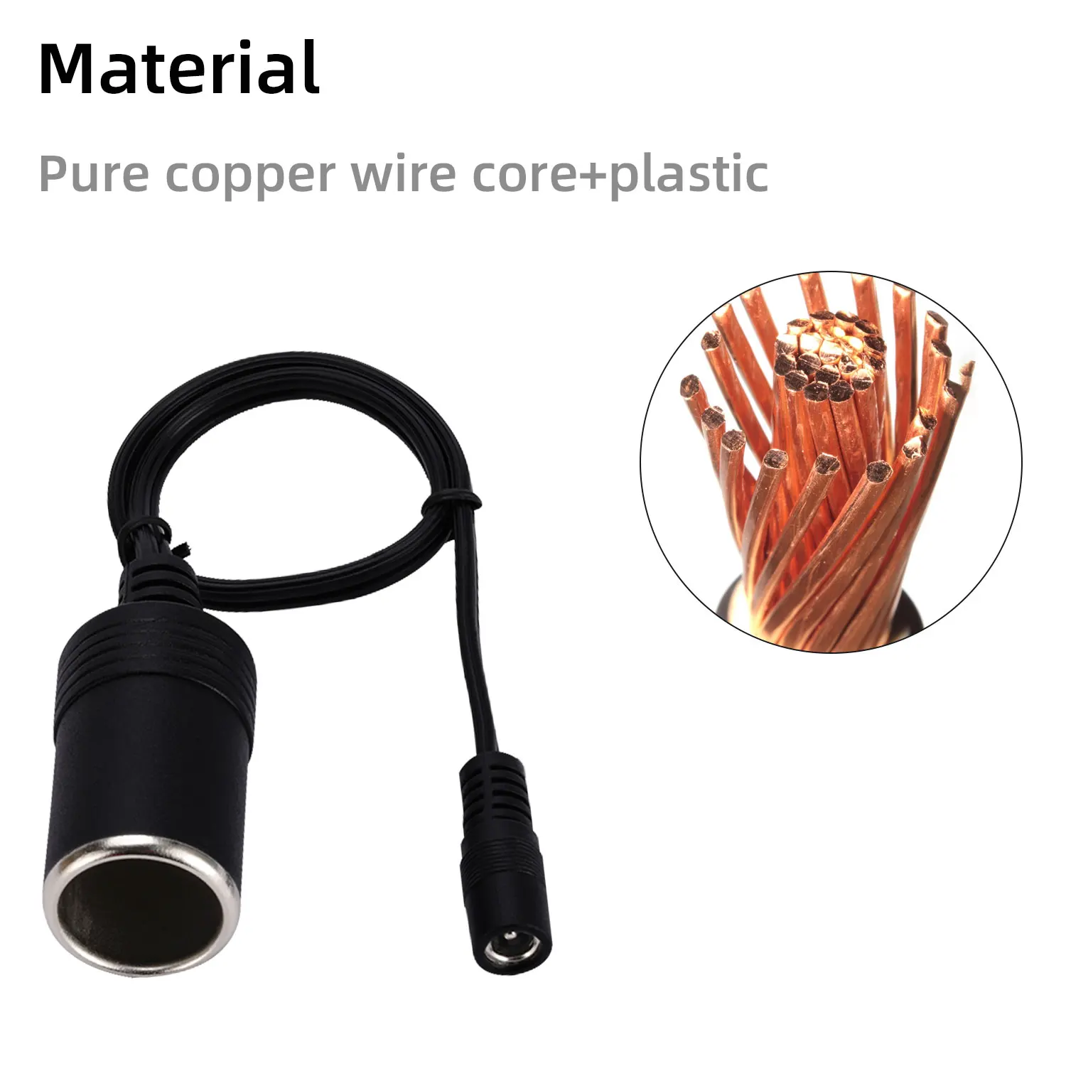 12V Car Cigarette Lighter to DC5.5x2.1mm Converter 18AWG Power Cable Standard DC Adapter Cable for Car Charger Connection Cable