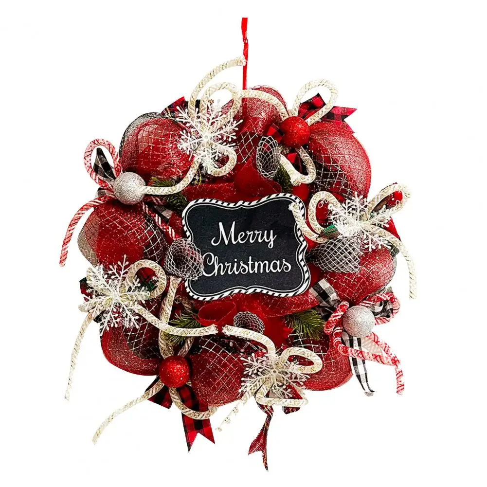 Christmas Wreath Holiday Garland Decor Festive Winter Door Hanger Christmas Wreath Snowflake Garland Red Berry Clusters for New