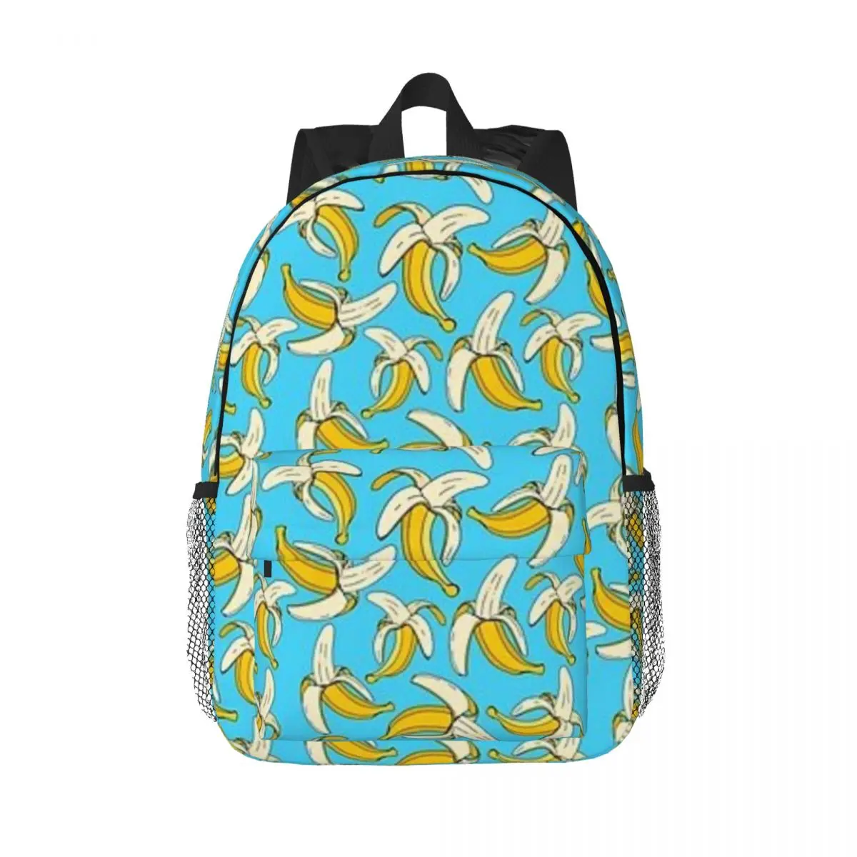 Bananas On Aqua Blue Food Themed Pattern ｠Backpacks Teenager Bookbag Students School Bag Travel Rucksack Shoulder Bag