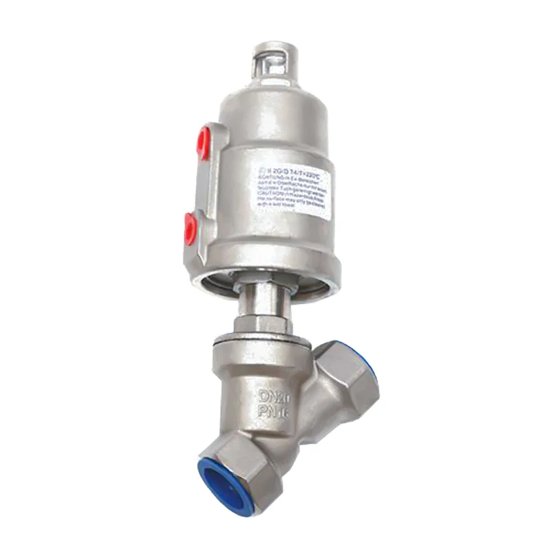 DN20 Stainless Steel Pneumatic Seat Valve 16bar Normally Closed Pneumatic Actuator Angle Seat Valves For Steam Gas Oil