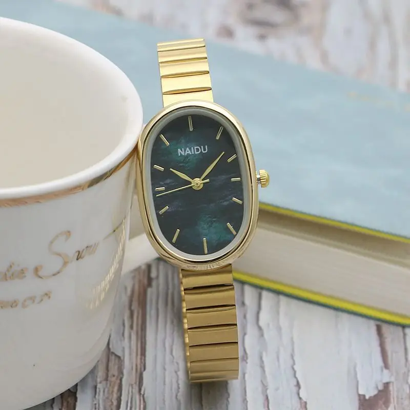 Fashion Small Oval Shape Women Watches Steel Strip Quartz Wristwatch Clock Fashion Casual Girl Student Women Relógio Feminino