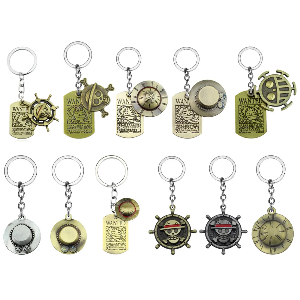 Anime One Piece Keychains Accessories Luffy Hat Zoro Charm Car Bag Key Ring Pendant Metal Keychain Holder Toys for Xmas Gift