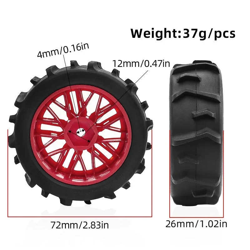 RC Car Tires and Wheels Mud Crusher for 1/14 Arrma Typhon Grom Small Typhoon Buggy Sand Snow Beach Off-Road Upgrade Parts
