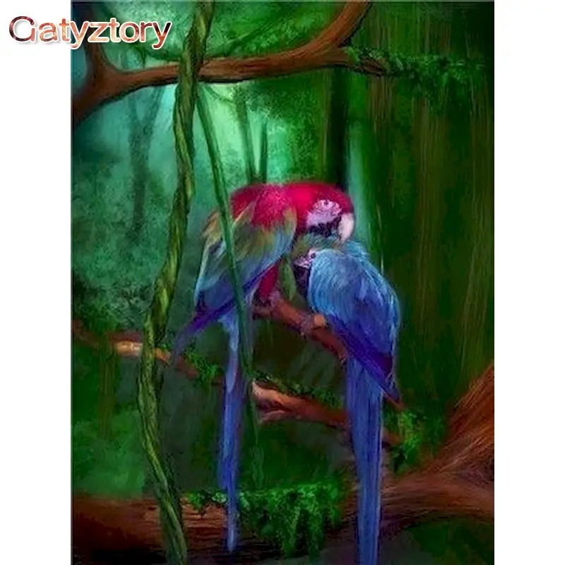 

GATYZTORY Painting By Numbers Forest Birds Oil Picture 60x75cm Frame Handmade Unique Gift Acrylic Paint Drawing Art Crafts