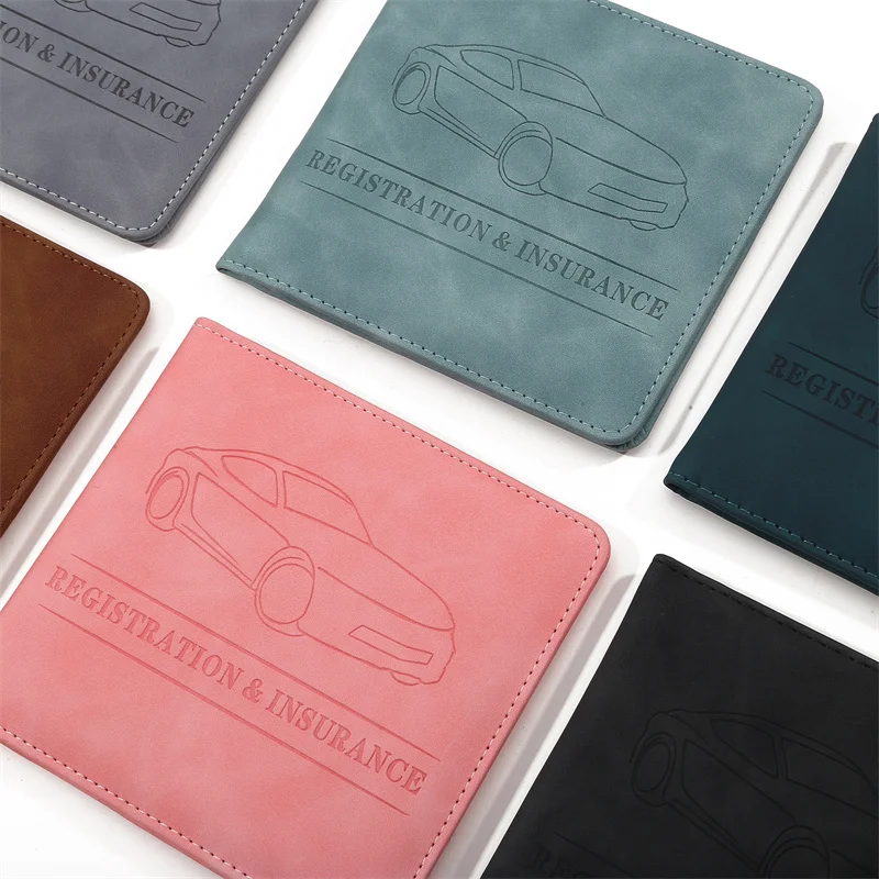 Leather Car Document Holder Organizer For Registration License Insurance Cards Vehicle Glove Box Storage Case