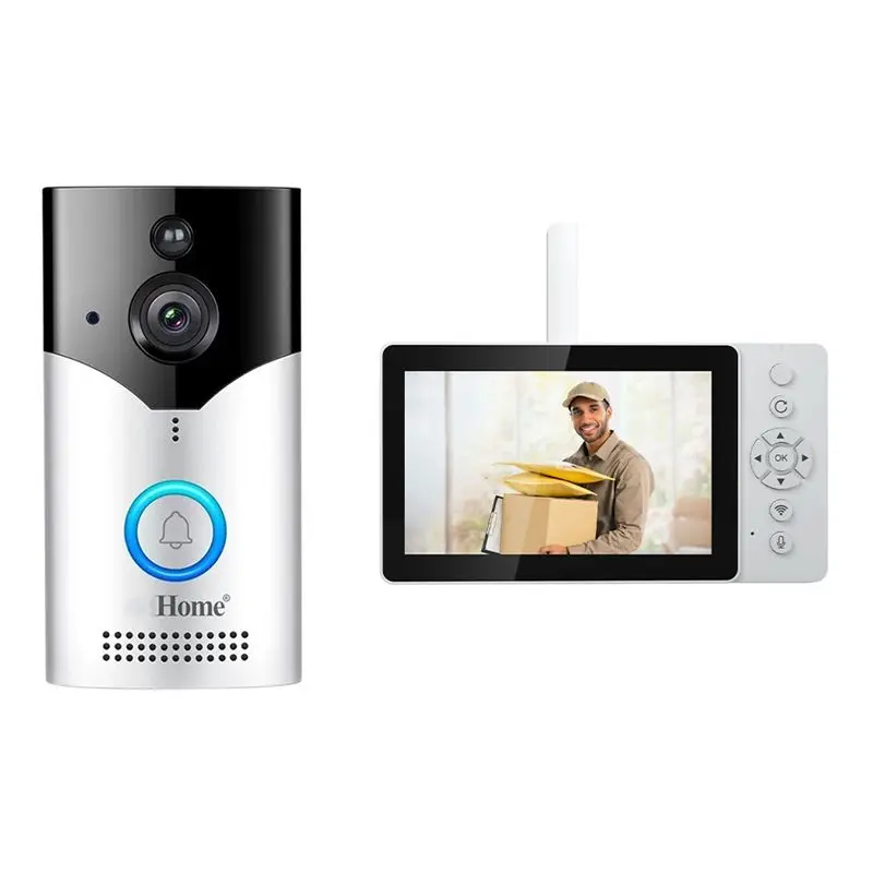 

A77I 4MP 1440P SH054 5-дюймовый беспроводной Wi-Fi видеодверной звонок с широкоугольной камерой 120 градусов, визуальный дверной просмотрщик