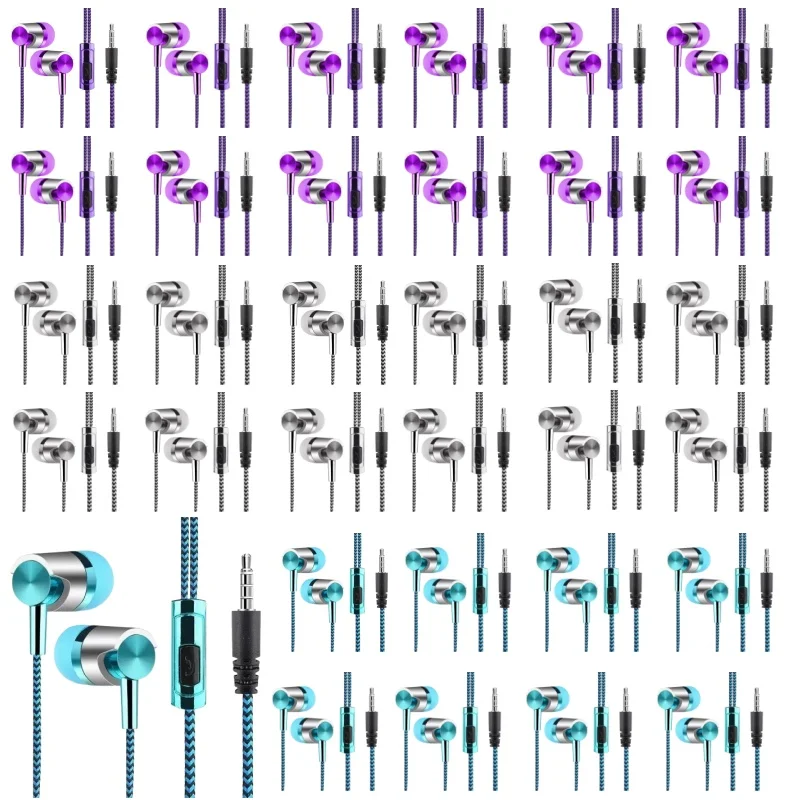 

Universal In-ear Headset Braided Cord With Microphone 3.5mm Jack Bass Stereo Wired Control Sports Earphone For Smart Phone