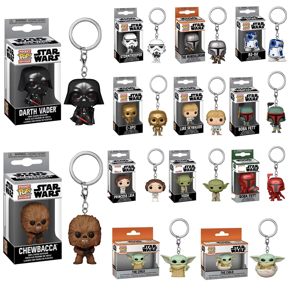 Keychain Star Wars Obi-wan Kenobi The Child Baby Yoda with Cup Boba Fett the Mandalo Pocket PVC Figure Toys Keyring