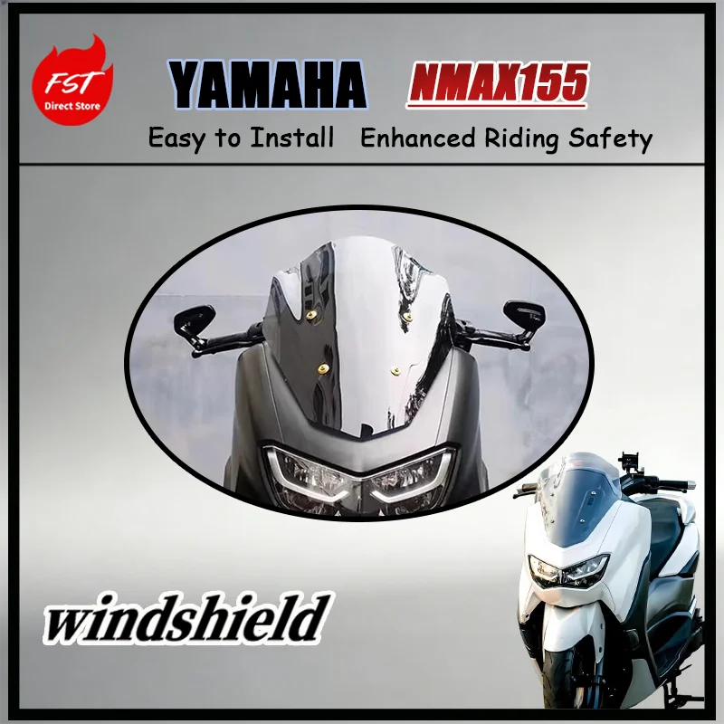 For HERO Import NMAX155 20-24 Cost-Effective Thickened Windshield Kit with Complete Mounting Hardware for Quick Installation