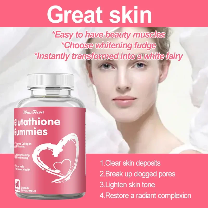 

1 bottle of glutathione gummies evenly brightens skin tone reduces wrinkles promotes metabolism