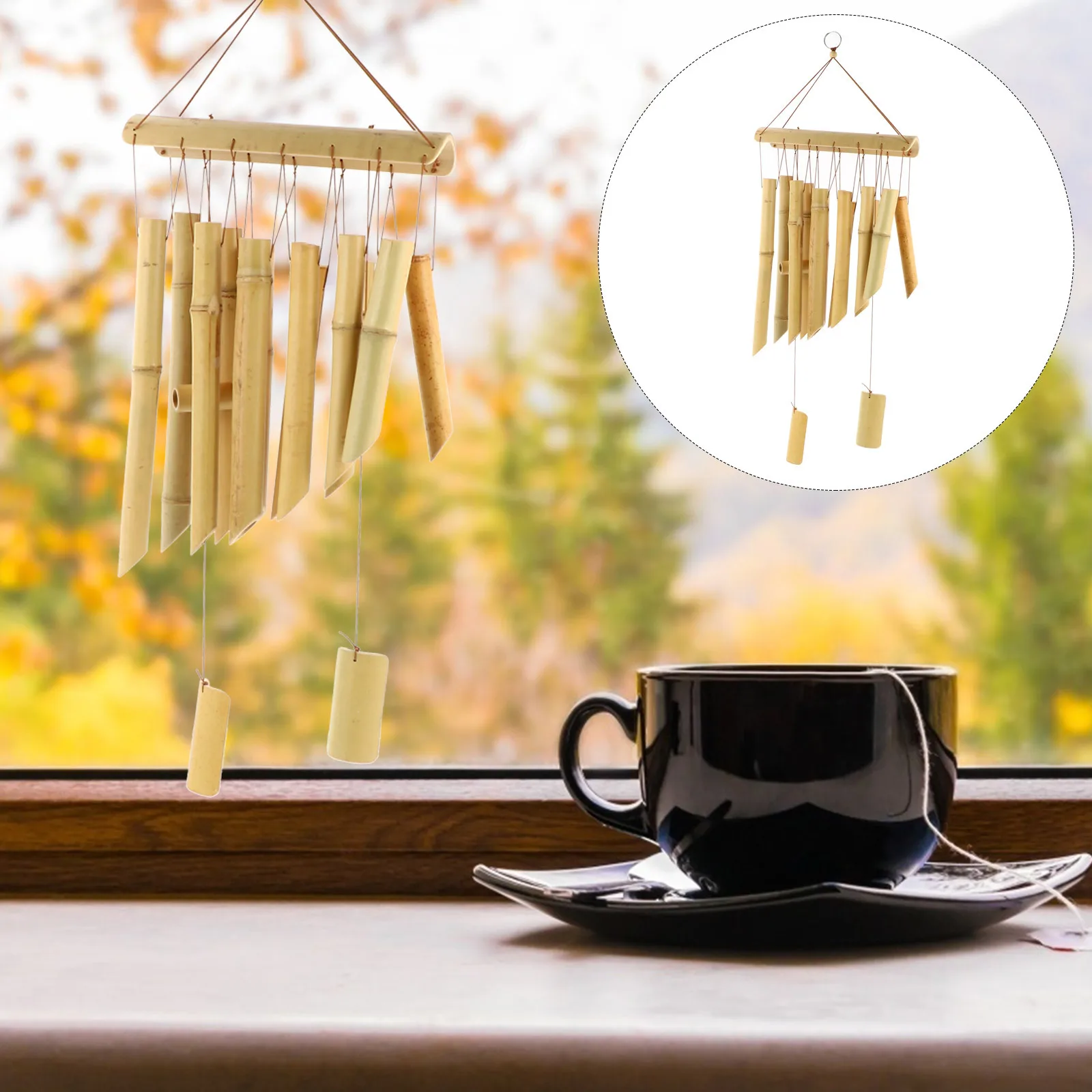 

1Pcs Bamboo Wind Chime Pendant Eco Friendly Hanging Wind Bell Garden Home Decoration Melody Wall Decor Gift