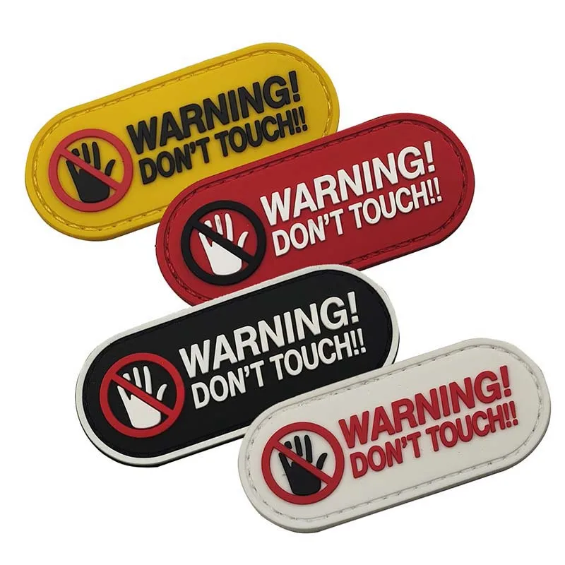 DON'T TOUCH !! PVC Patch WARNING Emblem Glow in Dark,Military Armband Sticker Tactical Badge Applique For Clothing,Backpack,Hat