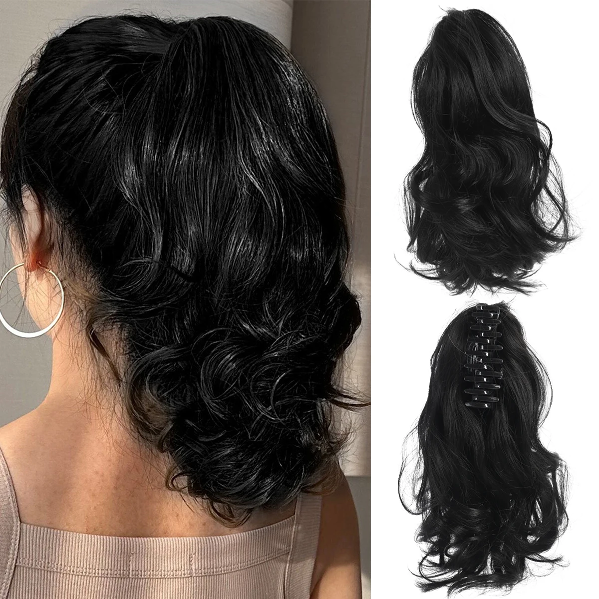 

Натуральные кудрявые синтетические женские натуральные кудрявые 10-дюймовые парики для конского хвоста короткие кудрявые парики для наращивания волос с клипсой черные коричневые