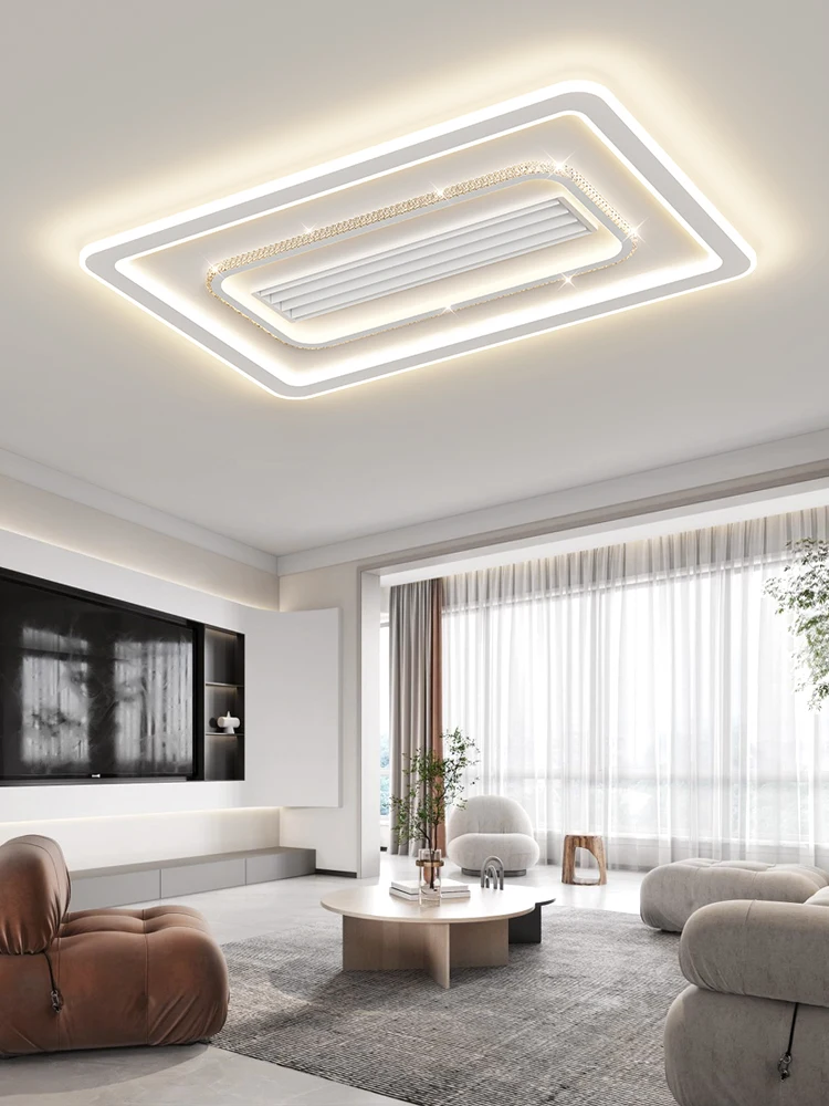 New Crystal Ceiling Fan LED Ceiling Fan Light Living Room Bedroom Modern and Simple Home Intelligent Silent Restaurant Fan Light