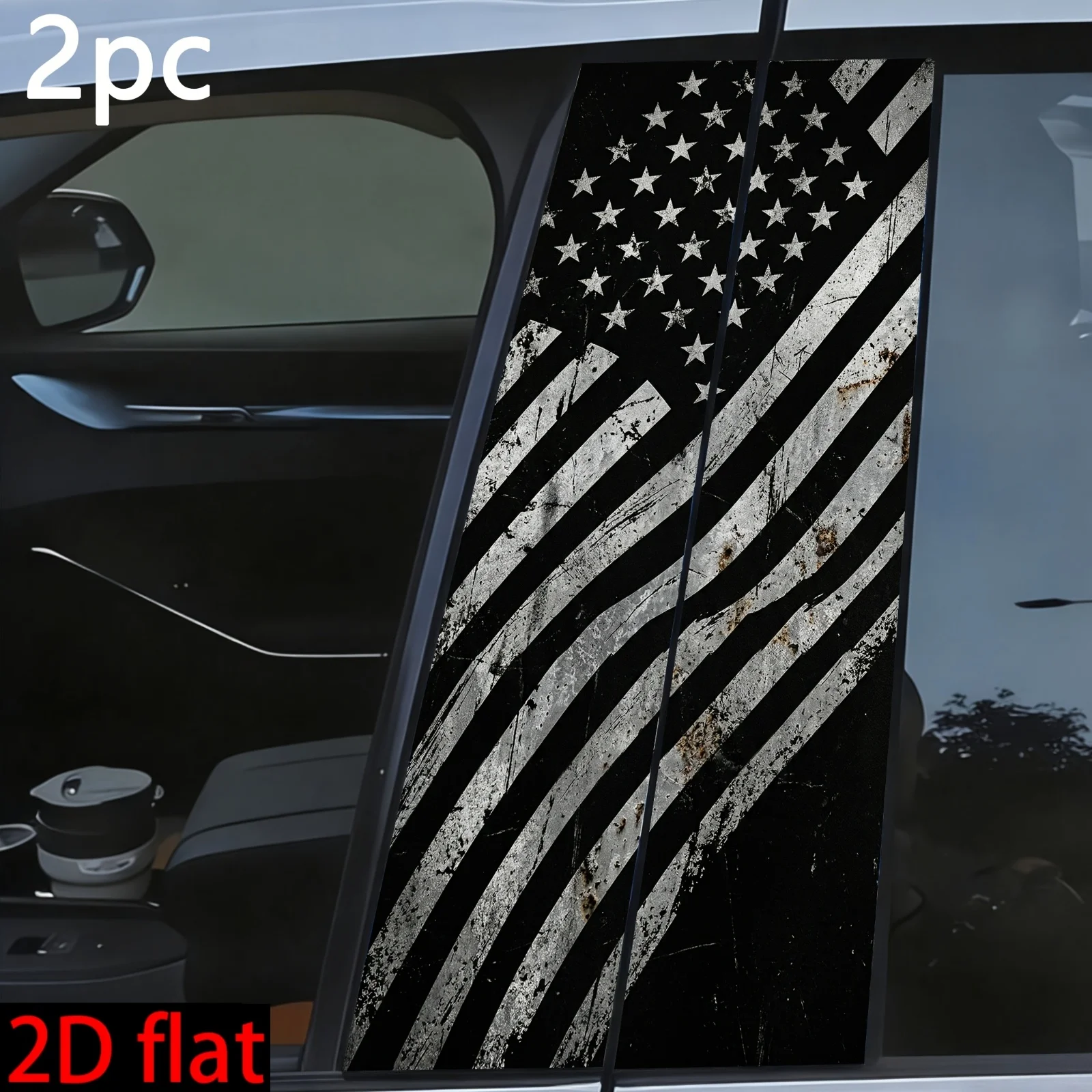 2 piezas de pegatinas para pilar B de coche con diseño de bandera americana antigua, pegatinas de vinilo impermeables con efecto de óxido para coche, hermosa bandera táctica personalizada