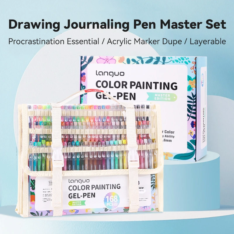 

Набор цветных гелевых ручек Languo 45/162/207 цветов для рисования, скетчинга, граффити, письма и росписи. Маркеры для студентов и творчества. Канцелярские товары.
