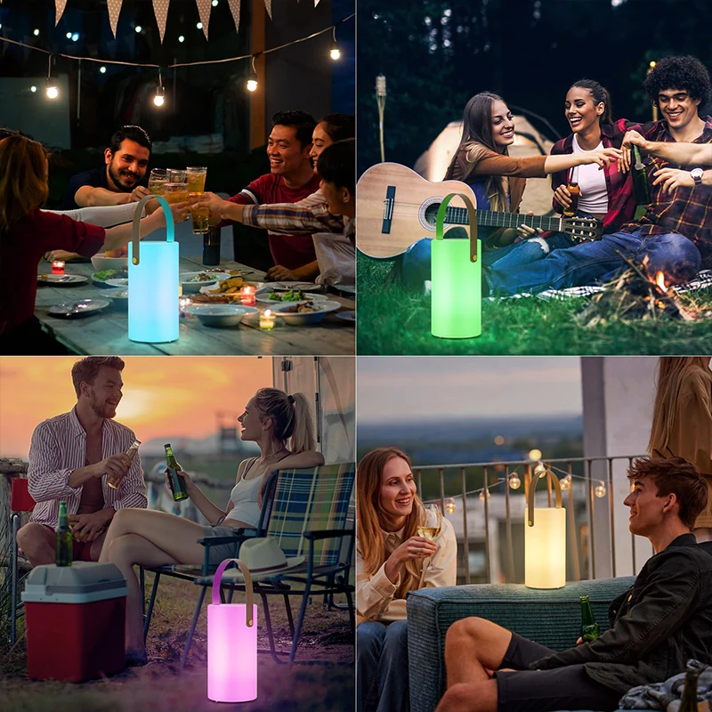Solar Table Lamp Outdoor Lantern 2 in 1 Rechargeable Battery Operated Portable LED Cordless Lights with Remote 8 Colors view 2