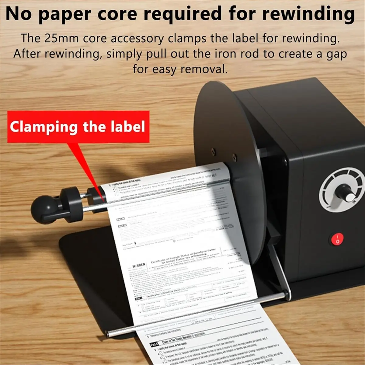Automatic Label Rewinding Machine Electric Printer Addition Auto Reverse Machine Intelligent Labeling-US Plug