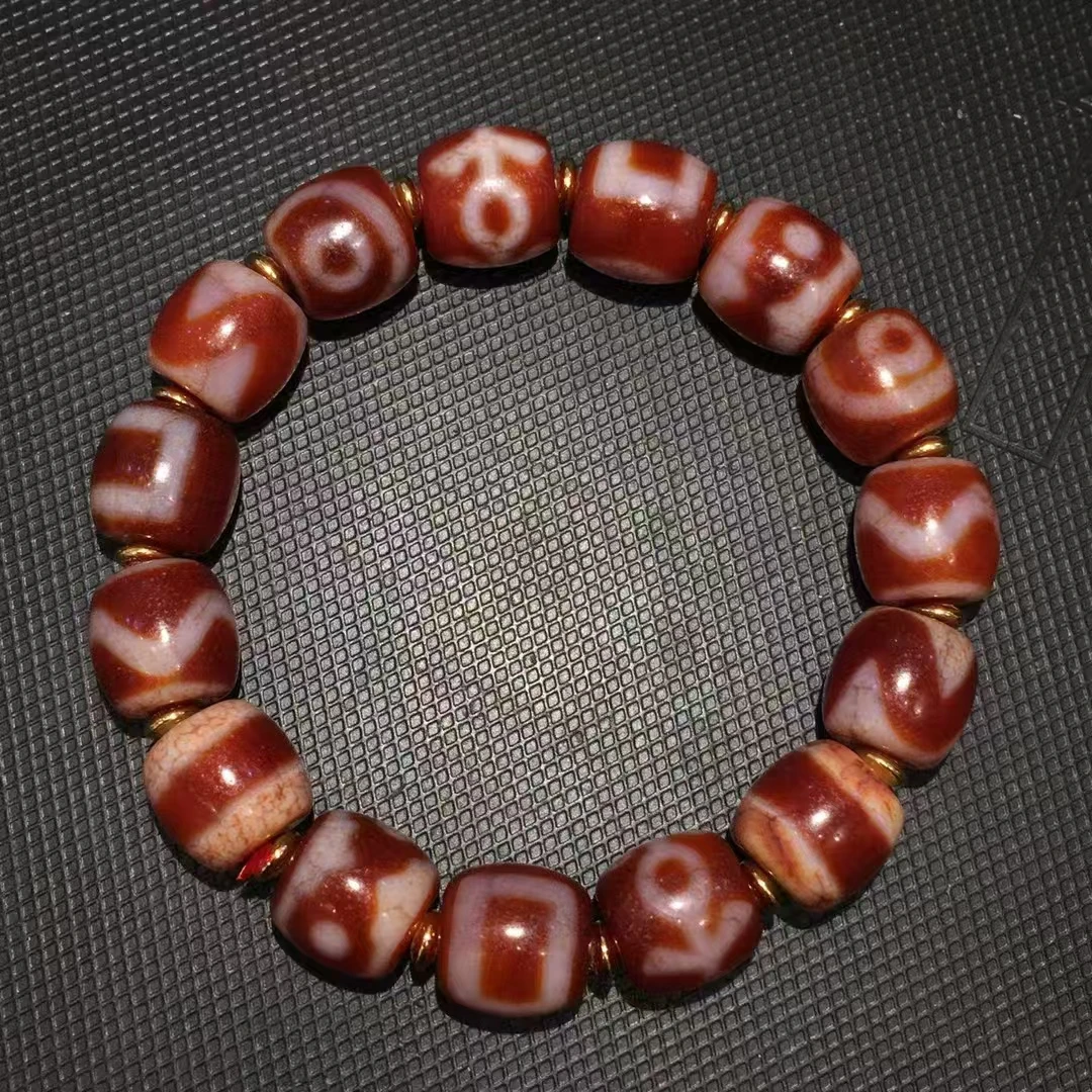 Fine Red Agate Beads Bracelet Different Size Natural Agate Ji Powerful Amulet Collectible Different Patterns High Quality