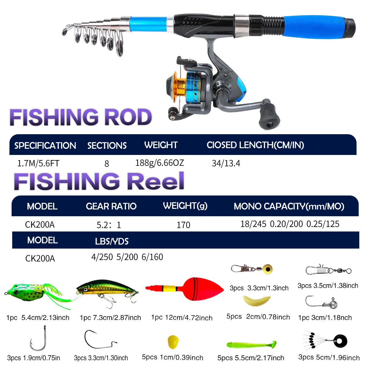 NARON 1.7M Fishing Gear Combo Box Set Long Casting Sea Rod Fishing Gear  Wholesale Manufacturer Lure Rod Fishing Tools